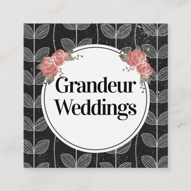 Carte De Visite Carré Elégantes Fleurs Chalk Vine Doodles (Devant)