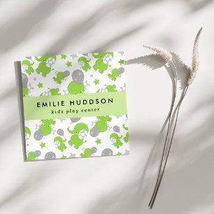 Carte De Visite Carré Eléphants verts, Centre de jeux pour enfants, Cent