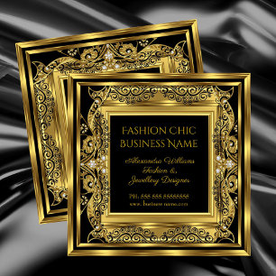 Carte De Visite Carré Elite Fashion Jewelry Designer Black Gold Jewelry