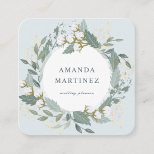 Carte de visite Carré en coton bleu Dusty