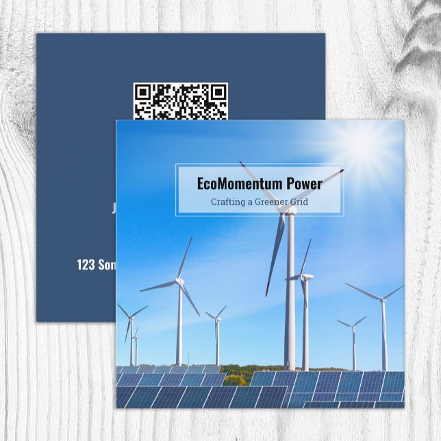 Carte De Visite Carré Énergie renouvelable QR (Renewable Energy QR Square Business Cards)