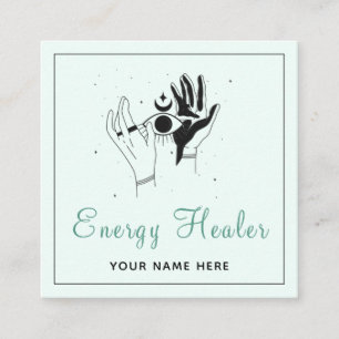 Carte De Visite Carré Energy Healer Mains Mystiques Troisième oeil Cosmi