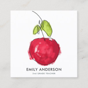 CARTE DE VISITE CARRÉ ENSEIGNANT DE L'ÉCOLE MODERNE PEINTURE HUILE POMME