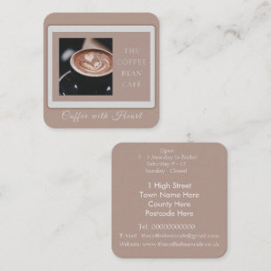 Carte De Visite Carré Enseigne Chaleureuse pour Café Artisanal