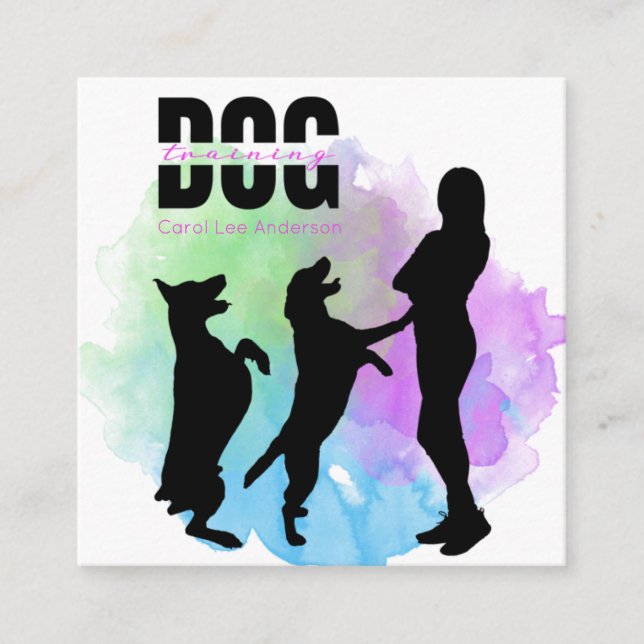 Carte De Visite Carré Entraînement de chien / Entraîneur de chien (Devant)