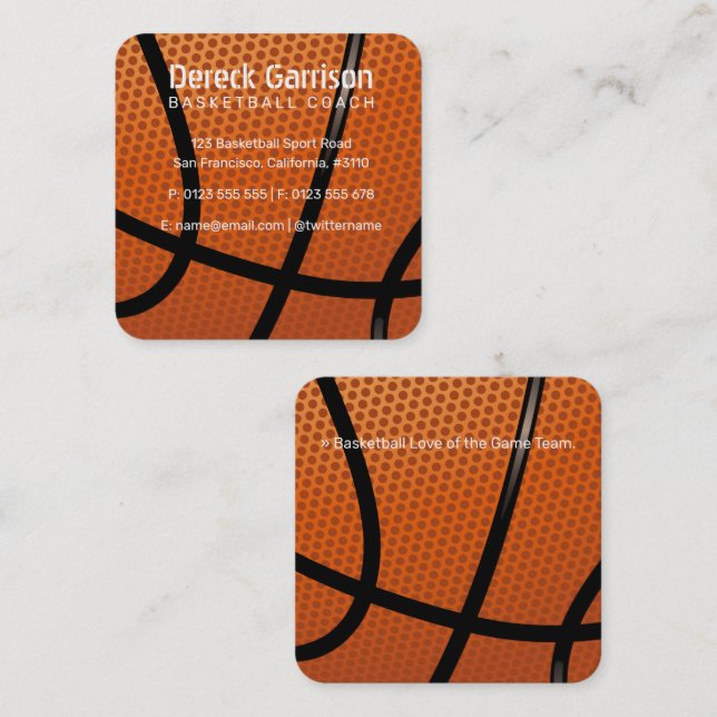 Carte De Visite Carré Entraîneur de basket-ball | Sport (Devant / Derrière)