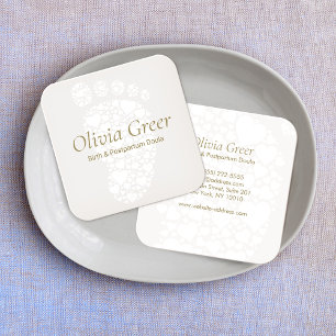 Carte De Visite Carré Entraîneur de naissance de Doula - Pied bébé