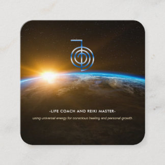 Carte De Visite Carré Entraîneur de vie de Reiki - Univers
