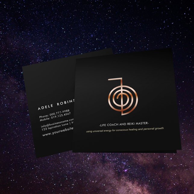 Carte De Visite Carré Entraîneur Reiki Master Life (Créateur téléchargé)