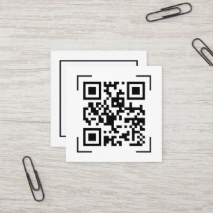 Carte De Visite Carré Entreprise Commerciale Code QR Scan Minimaliste