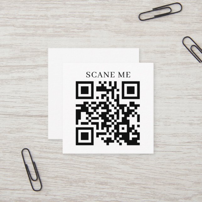 Carte De Visite Carré Entreprise de code QR personnalisé | Texte ou médi (Devant/Arrière en situation)