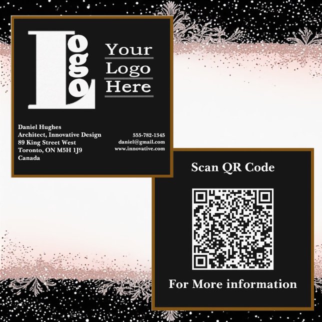 Carte De Visite Carré Entreprise de logo de typographie moderne Code QR  (Modern Typography Logo Company QR Code Minimalist Square Business Card)