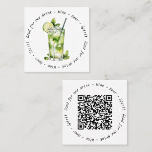 Carte De Visite Carré Entreprise Événement QR Code Mojito Drink Voucher