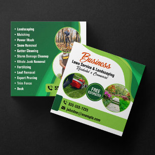 Carte De Visite Carré Entretien de pelouse et aménagement paysager Green