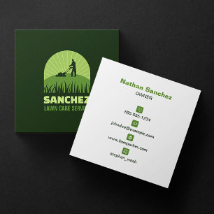 Carte De Visite Carré Entretien de pelouse vert professionnel Jardinage 