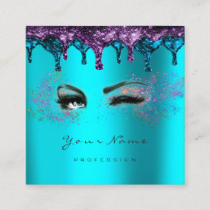 Carte De Visite Carré Épilation de cire de clous Eyelash bleu Turquoise