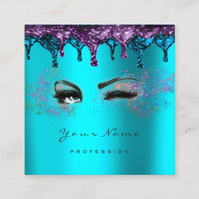 Carte De Visite Carré Épilation de cire de clous Eyelash bleu Turquoise (Devant)