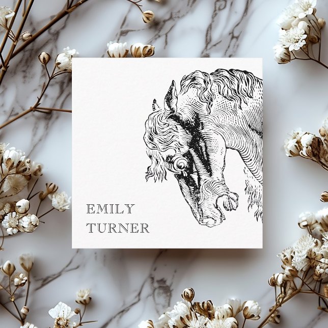 Carte De Visite Carré Équestre Vintage Cheval Entraîneur Equine (Créateur téléchargé)