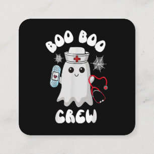 Carte De Visite Carré Équipage Boo Boo Infirmière Mignonne Fantôme Drôle