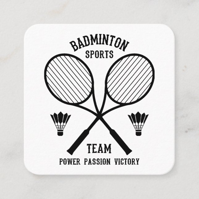 Carte De Visite Carré Équipe de badminton (Devant)