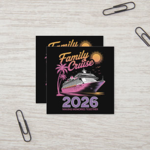 Carte De Visite Carré Équipe de Croisière Familiale 2026 Voyage Correspo