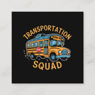 Carte De Visite Carré Équipe de transport de conducteurs d'autobus scola