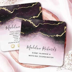 Carte De Visite Carré Ethereal Mist Ombre Vin Bourgogne Aquarelle Moody