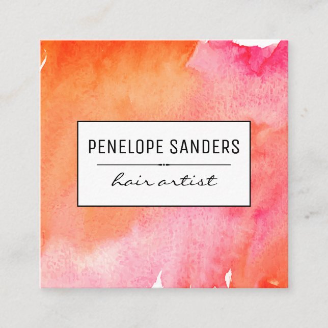 Carte De Visite Carré Etiqueta / Couleur d'eau expressive (Devant)