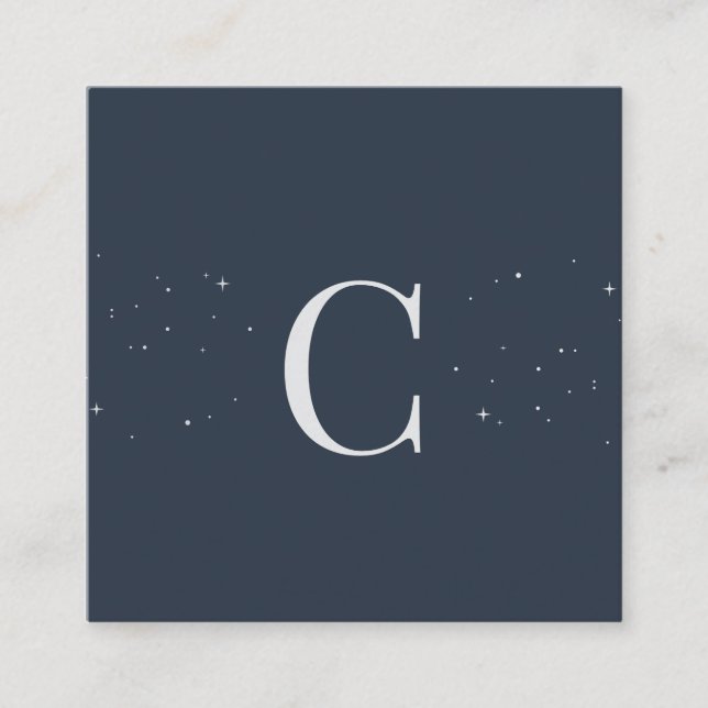 Carte De Visite Carré Étoiles célestes minimales monogrammes Code QR de  (Devant)