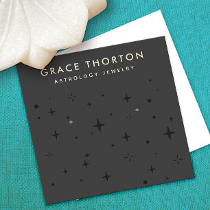 Carte De Visite Carré Étoiles d'astrologie du Boho noir