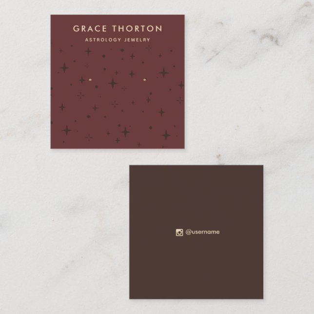 Carte De Visite Carré Étoiles d'astrologie en terre cuite Écran d'oreill (Devant / Derrière)