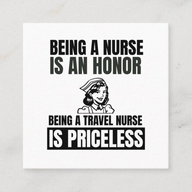 Carte De Visite Carré Être infirmière est un honneur être infirmière de  (Devant)