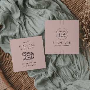 Carte De Visite Carré EVERLY Art Déco Rose Logo Partage Merci
