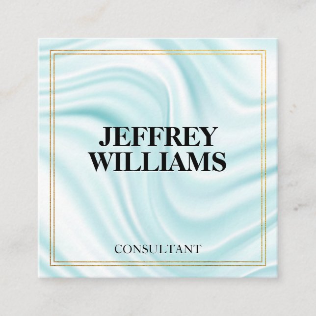 Carte De Visite Carré exécutif | Bordure double or | Draperie soie (Devant)