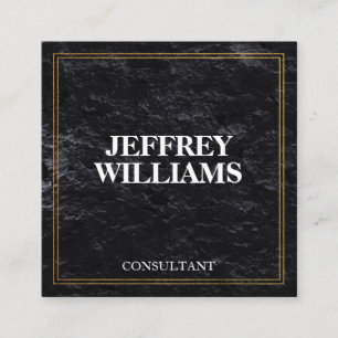 Carte De Visite Carré exécutif Bordure double or Noir d'ardoise