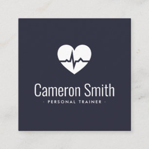 Carte De Visite Carré Exercice de l'ECG du coeur - Entraîneur personnel