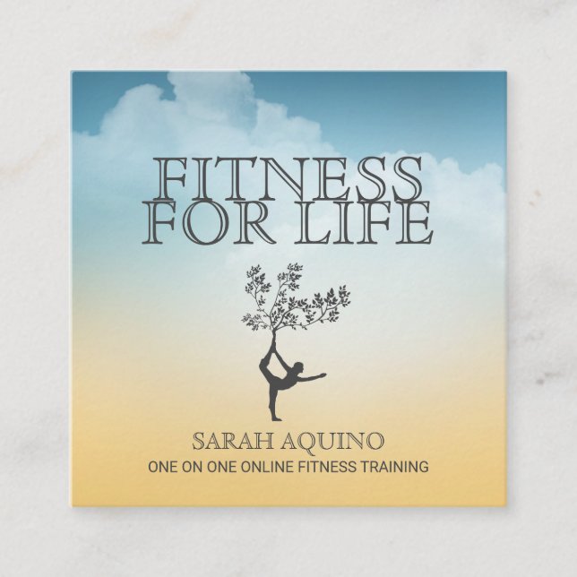 Carte De Visite Carré Exercice d'entraîneur de conditionnement physique  (Devant)