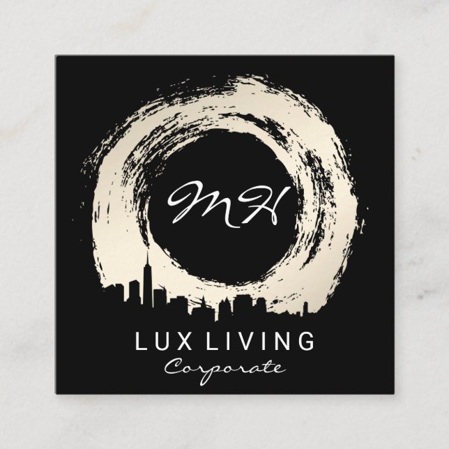 Carte De Visite Carré Expressif Brossé & Cityscape (Devant)