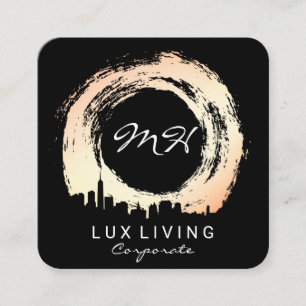 Carte De Visite Carré Expressif Brossé & Cityscape / Premium Executive