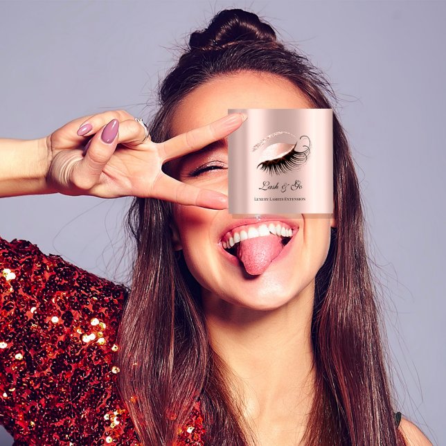 Carte De Visite Carré Extension Microblad rose Maquillage rose (Rose Pink Makeup Artist Lashes Extension Microblad Square Business Card)