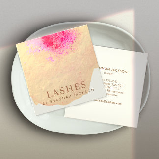 Carte De Visite Carré Extensions de Lash couleur or rose unique