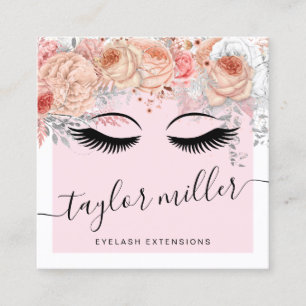 Carte De Visite Carré Extensions florales roses et jolies