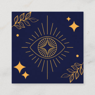 Carte De Visite Carré Eye Tarot Lashes Marine Blue & Gold