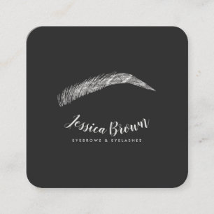 Carte De Visite Carré Eyebrow lashes luxe argent parties scintillant élé