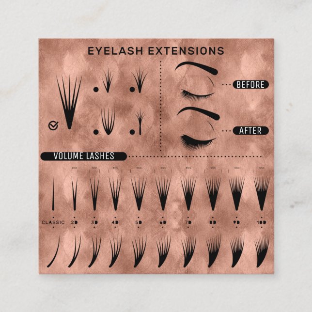 Carte De Visite Carré Eyelash Extension Studio Boutique Rose Moderne (Devant)