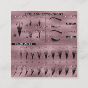 Carte De Visite Carré Eyelash Extension Studio Shop Pink Catalogue