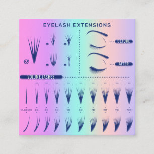 Carte De Visite Carré Eyelash Extension Studio Shop Pink Catalogue Ombre