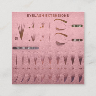 Carte De Visite Carré Eyelash Extension Studio Shop Rose Beauté