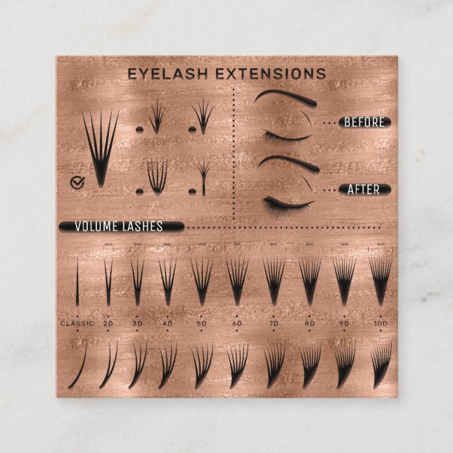 Carte De Visite Carré Eyelash Extension Studio Shop Rose Skinny (Devant)