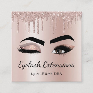 Carte De Visite Carré Eyelash Extensions Lashes Parties scintillant Rose